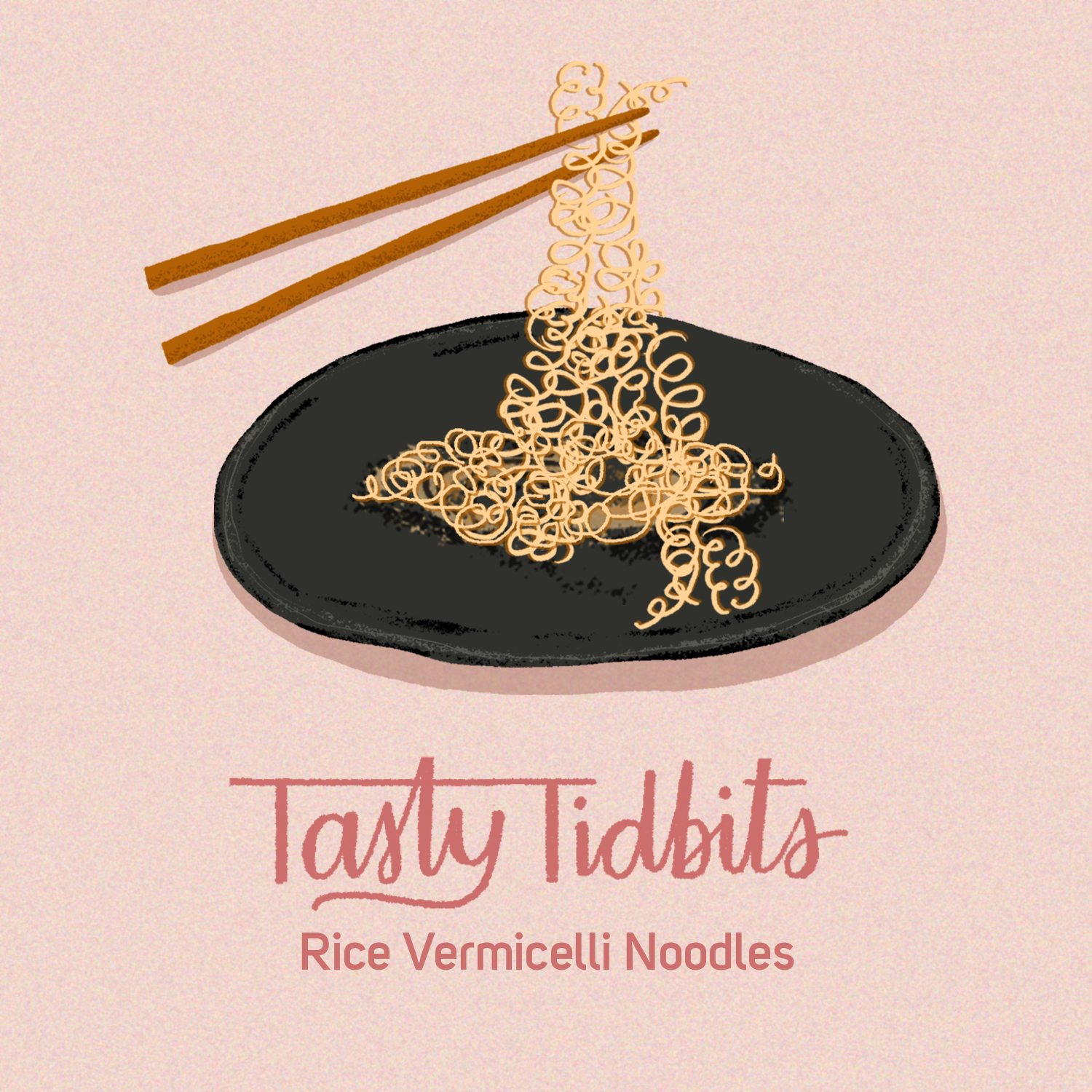 Rice vermicelli noodles illustration